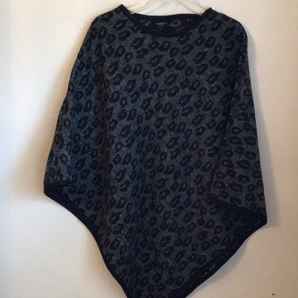 Black Animal Print Poncho